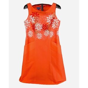 New Pendleton Dress Womens 8P Sheath Cotton Floral 60s Themed Orange A Line Cute